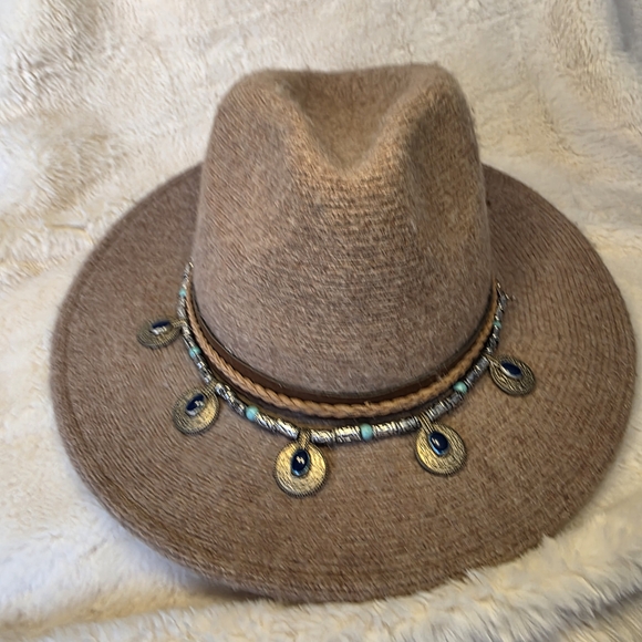 ALTAR'D STATE Tan Wool Hat with Beaded Band (One Size) - Picture 9 of 10